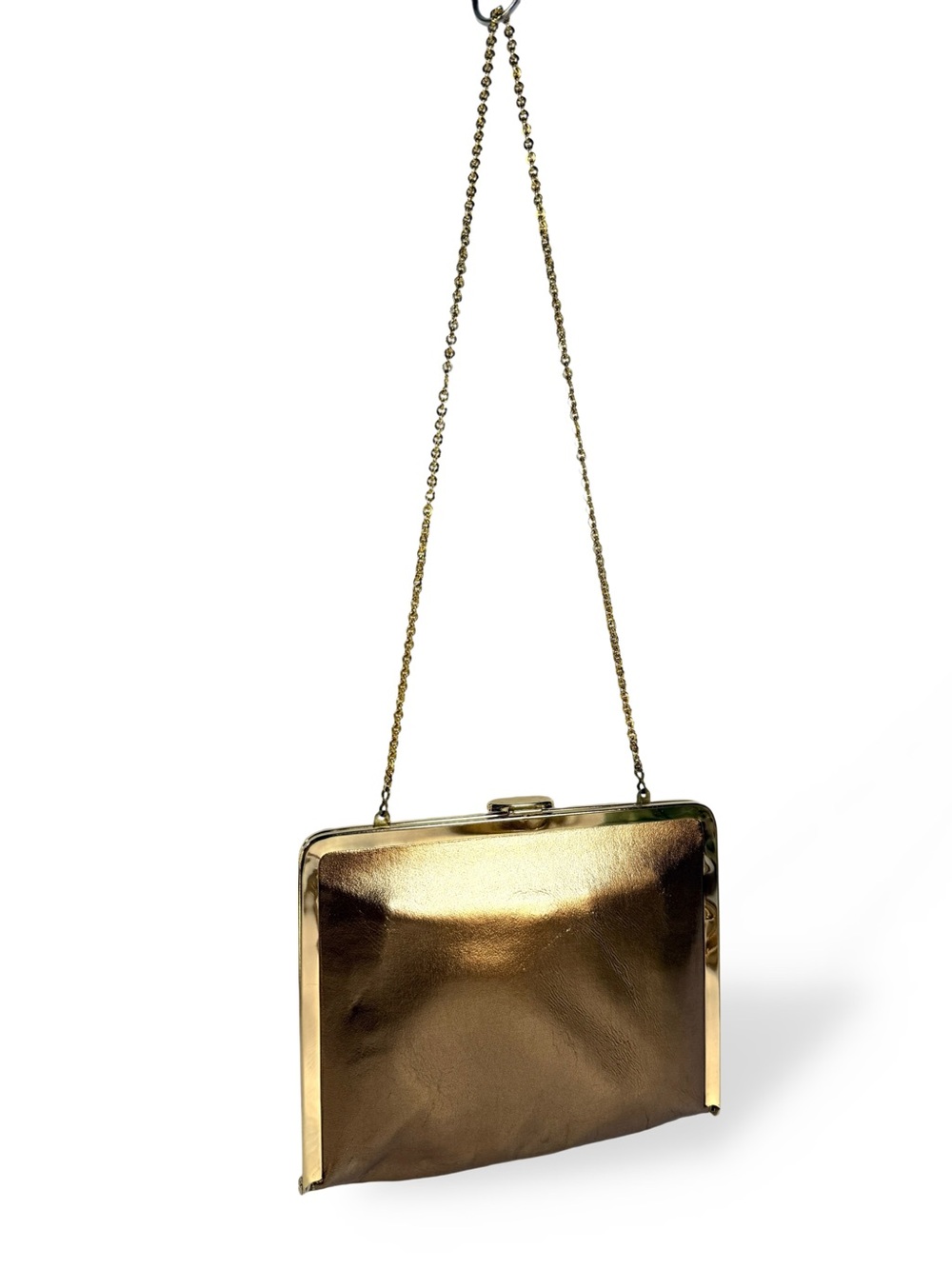 Etra Metallic Gold Evening Clutch with Chain Strap